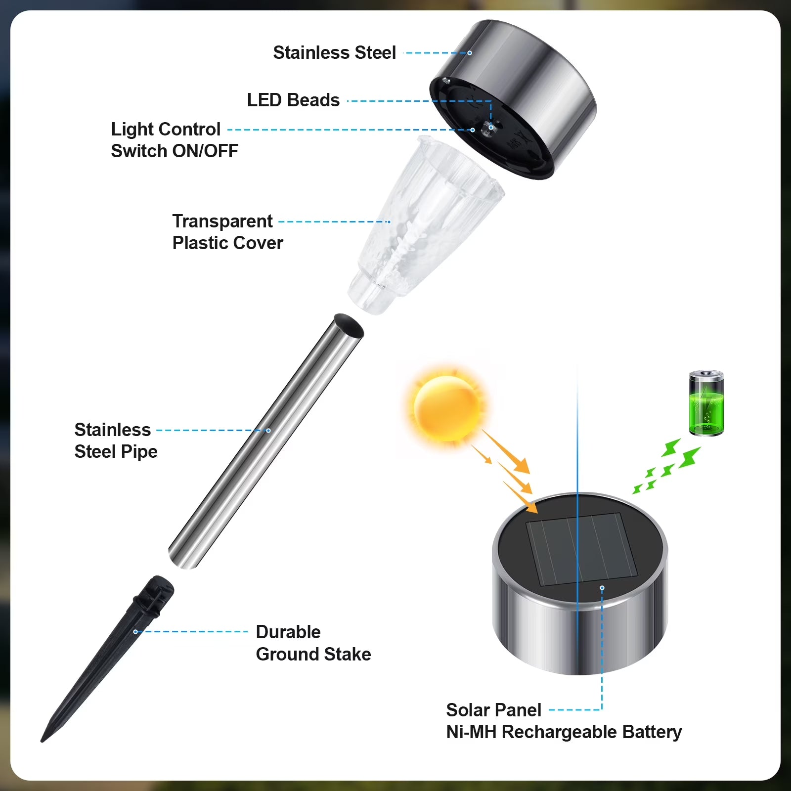 LED Solar Pathway Lights 12 Pack