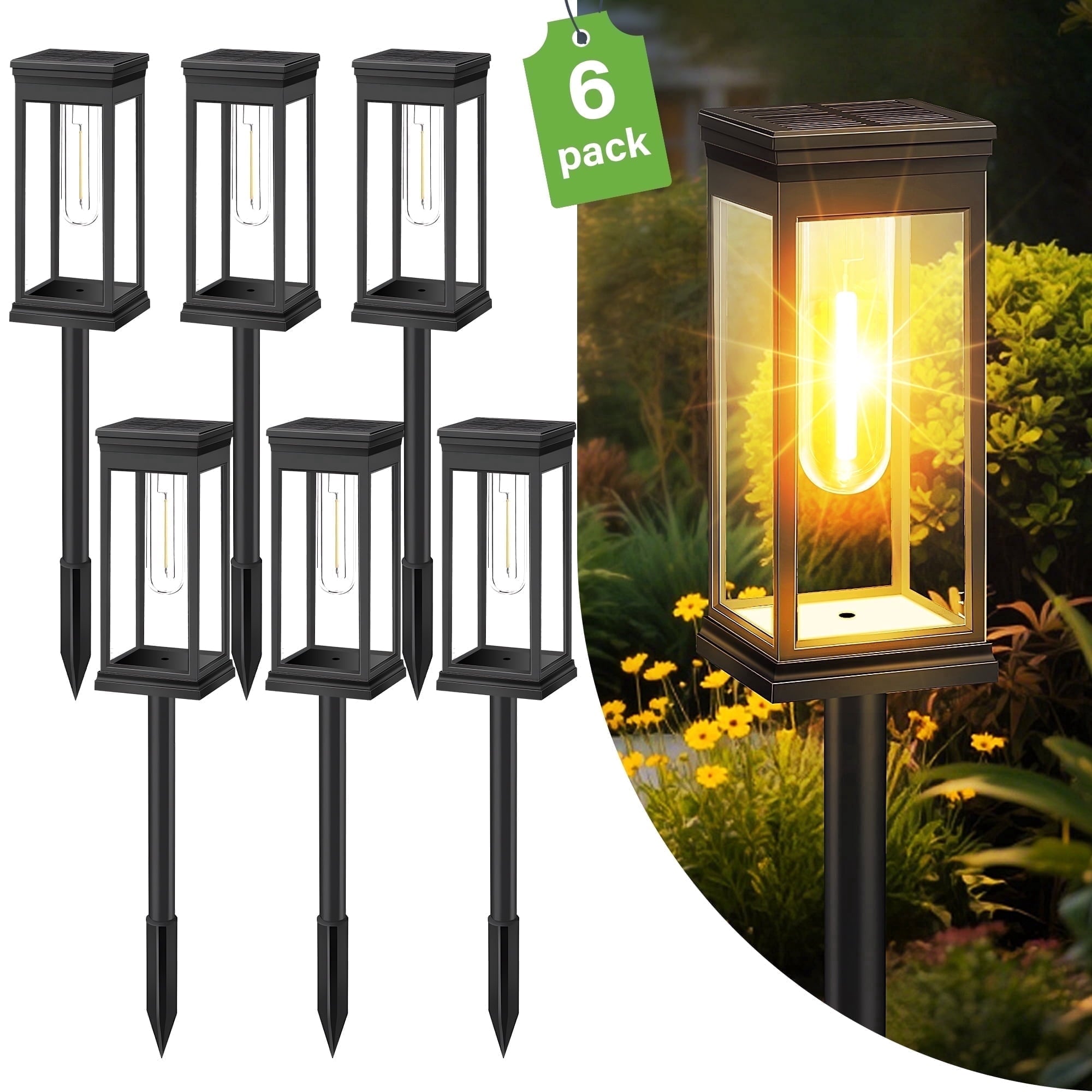 Square Solar Pathway Lights 6 Pack
