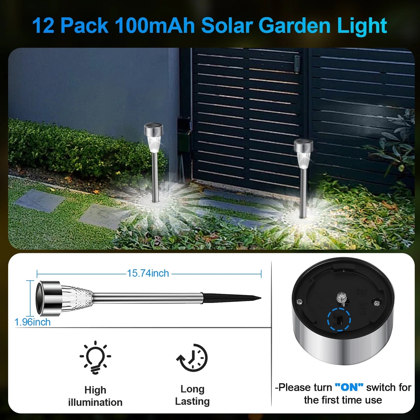 LED Solar Pathway Lights 12 Pack