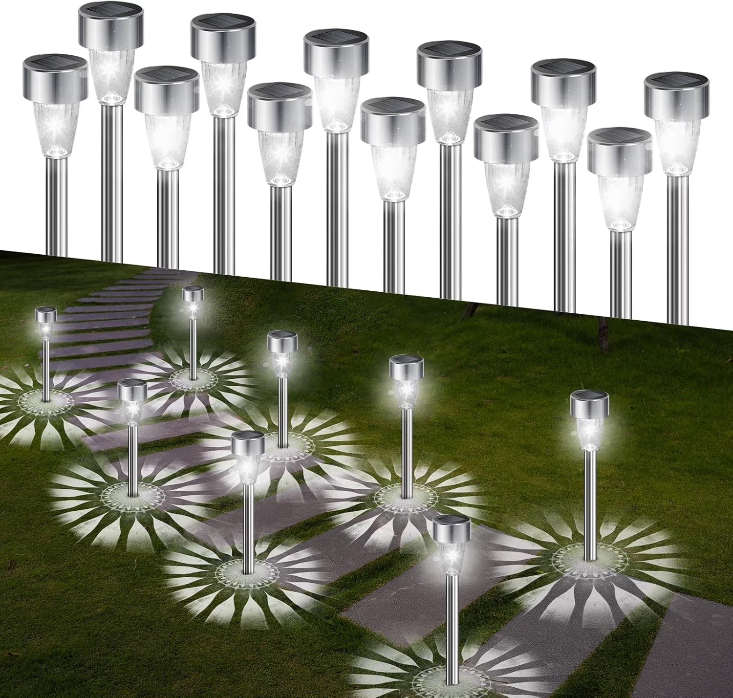 LED Solar Pathway Lights 12 Pack